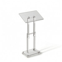 Acrylic Lectern with Wheels Transparent Adjustable Mobile Rolling Lectern for Teachers, Churches