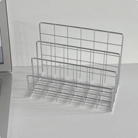 Desktop Book Stand Space Saving Metal Grid Storage Rack Keeps Desk Organized Metal Wire File Sorter for Students