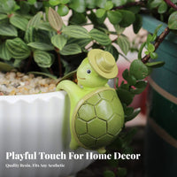 Resin Turtle Statue Weather Resistant Turtle Pot Hug Low Maintenance Resin Tortoise Ornament for Patio, Balcony, Indoor