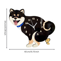 Shiba Inu Wall Clock Playful Dog Wall Clock Decorative for Living Room, Entryway