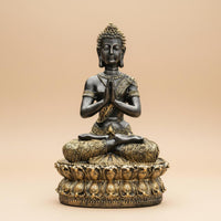 Resin Praying Buddha Ornament Gift Idea Thai Buddha Sculpture Gold Accent Home Decor for Hotel, Office