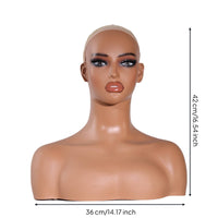 Mannequin Head with Shoulders Professional Hairpiece Display Head Tanned
