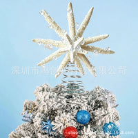 Double-Layer Starfish Tree Topper with Blue Beads for Christmas Beach Style Decor