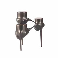 Sculptural Candlestick Abstract Metal Taper Candle Holders Heavy for Living Room