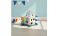 Ocean-Themed Wooden Activity Cube Educational Activity Cube with Bead Maze Compact Motor Skills Toy Developmental for Toddlers, Babies, Kids, Playroom, Daycare, Preschool