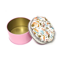 Pumpkin Pin Cushion Storage Box Handmade Crafting Tool Textile Top Sewing Tin