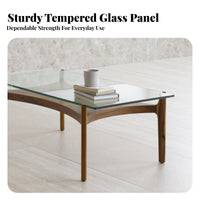 Square Wood Frame Glass Surface Table Minimalist Design Square Glassglass Surface Table Table Vintage & Design Easy Assembly