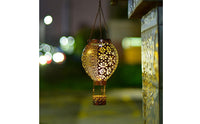 Outdoor Hot Air Balloon Solar Lantern Hollow Cutout Hot Air Balloon Hanging Lantern Decorative Metal for Garden, Patio, Porch, Balcony