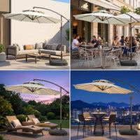 Offset Umbrella with Base Double-Top Cantilever Umbrella Resistant for Homeowners, Business Owners, Backyard, Commercial Seating