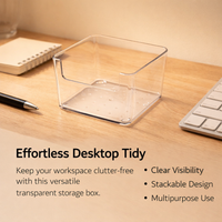 Clear Acrylic Desktop Storage Box Organiser, Rectangular for Desk Bathroom Makeup Organizer