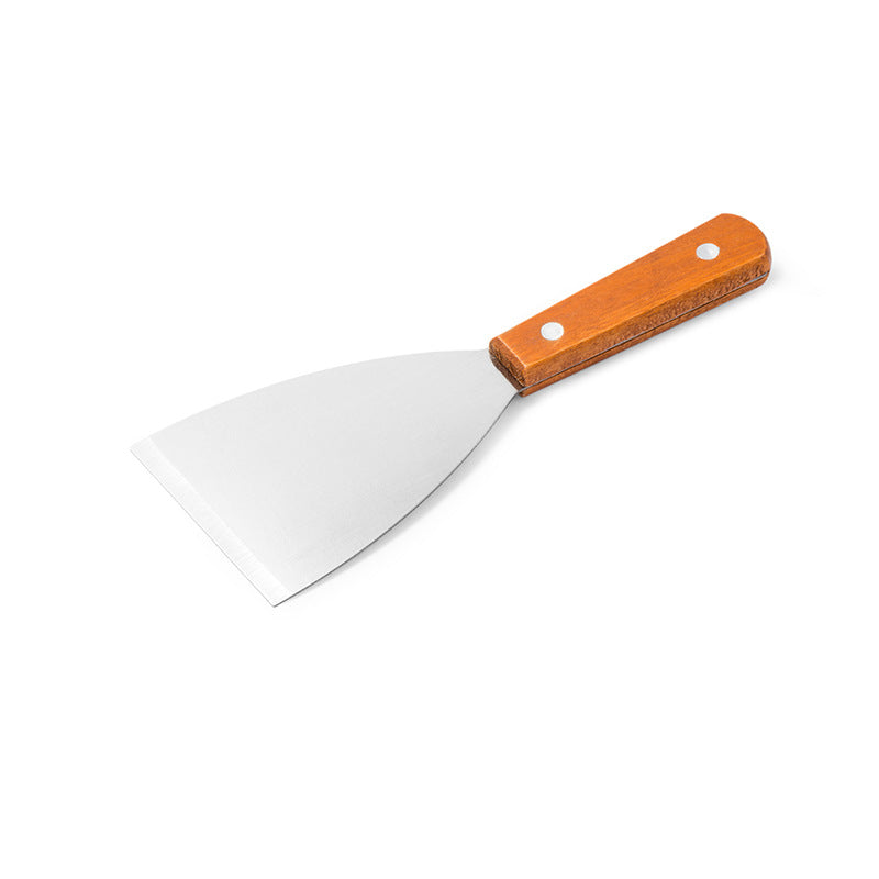 Kitchen Gadget Wooden Handle Stainless Steel Spatula for Griddle Cake BBQ Slotted Turner