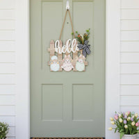 Easter Welcome Plaque Ready to Hang Wooden Easter Sign Indoor & Outdoor Use Wooden Bunny Sign for Party, Wall Decor, Porch