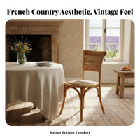 Woven Cord Side Chair French rural & design Woven rear Side Chair Farmhouse look Retro Design for Cafe Owners, Dining Room