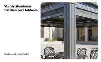 Aluminum Rigid-Roof Pergola Weather Resistant Modern Outdoor Pergola Rainproof Modern Aluminum Pavilion for Families, Courtyard, Deck