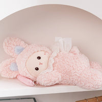 Rabbit Tissue Box Cover Cartoon Fuzzy Material Tissue Box Cover Decorative