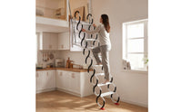 Space-Saving Foldable Attic Staircase Concealed Attic Stairs with Hatch Panel Compact Retractable Loft Stairs Pull down for Homeowners, Mezzanine