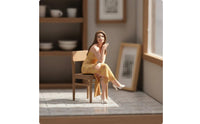 Coffee Girl Figurine Hand Painted Resin People Model Fine Workmanship