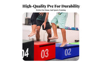 4 Pieces 4-Piece Soft Plyo Box Set Adjustable Height Stackable Bounding Box Space-Saving Anti-Slip Surface for Children