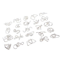 24-Piece Metal Brain Teaser Puzzle Set for Adults and Kids