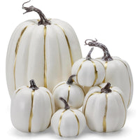 7-Piece Foam Pumpkin Halloween Decoration Set with Brushed White Gold Finish