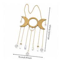 Moon Phase Ornament with Crystals Gold-Toned Sun Catcher Sparkling for Balcony