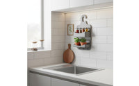 2-Tier Shower Holder Washroom Hanging Storage Rack Quick-Draining for Kitchen