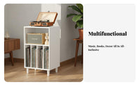 Multi-Purpose Vinyl Vinyl Storage Cabinet Multifunctional Vinyl Vinyl Storage Console Mid-Century-Century Modern Design Album Cube Organizer Solid Wood for Audiophiles, Living Room, Bedroom, Study