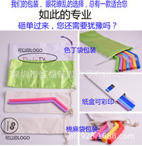 Food-Grade Silicone Straw Set with Cleaning Brush, Reusable Foldable Drinking Straws for Travel and Home