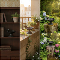Cast Metal Bird Feeder Vintage Freestanding Compact for Balcony, Patio