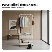 Easy to Move Rolling Clothes Rack Multi-Functional Mobile Coat Stand Space-Saving Design Freestanding Clothes Organizer Sturdy Construction for Students, Homeowners, Boutique Owners, Bedroom, Dorm Room, Entryway
