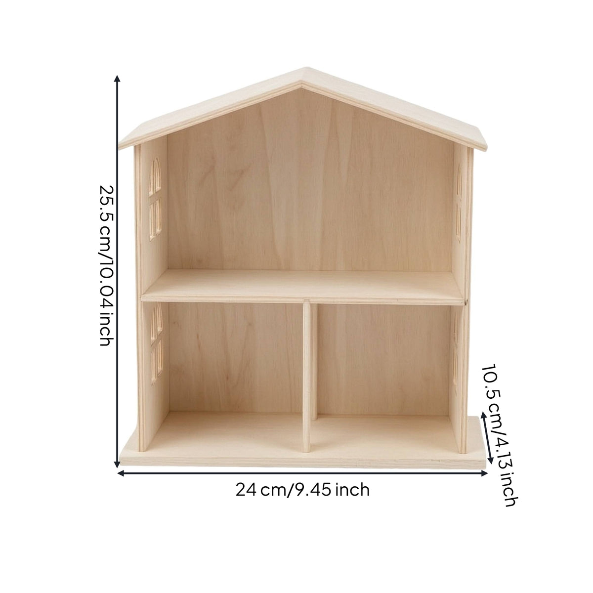 Decorative House-Shaped Shelf Compact Wooden Desktop Organizer Space-Saving Wooden Display Shelf Open-Front for Collectors