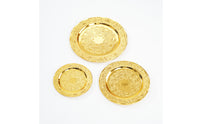 Gold Serving Tray with Raised Rim Ornate Decorative Tray Metal Platter Traditional for Hosts, Table Decor, Tea Service, Banquets
