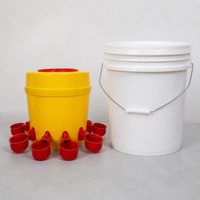 Automatic Chicken Water Dispenser, Poultry Waterer for Duck Goose Quail, Floor Standing Chook Drinker, Yellow Red Synthetic Material