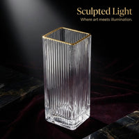 Gold Rimmed Glass Vase, Modern Minimalist Style