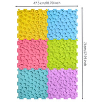 6 Pieces Tactile Floor Tiles Raised Textured Puzzle Play Mat for Playrooms, Kids