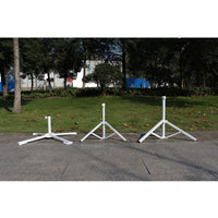 Outdoor Foldable Sun Umbrella with Large Tripod Base, Portable White Iron Frame Beach Umbrella Stand