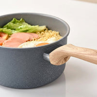 Frying Pan and Small Saucepan Set for Induction Hob, Cast Iron Induction Pot with Saucepan Lid for Home Cooking, Wooden Handle, Electric Hobs