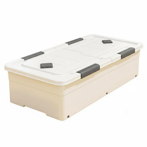 Rolling Storage Bin with Lid Wheeled Design Underbed Container Transparent Body