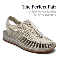 Plus Size Braided Sandals Women's Casual Daily Wear Fisherman Shoes, Solid Color Round Toe Ankle Strap, Microfiber Upper, Rubber Sole