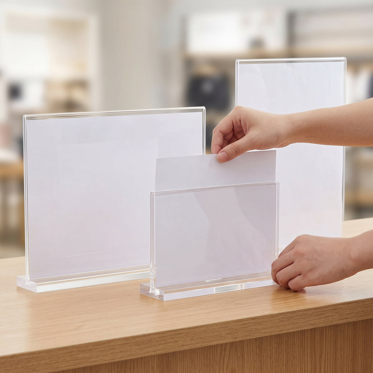 T-Shape Clear Acrylic Sign Holder for Tabletop Display A4/A5