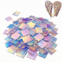 50 Pieces Square Acrylic Tile Translucent Holographic Acrylic Tile Easy to Cut