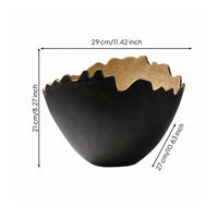 Bowl with Rim Cast Aluminum Decorative Bowl Sculptural for Living Room