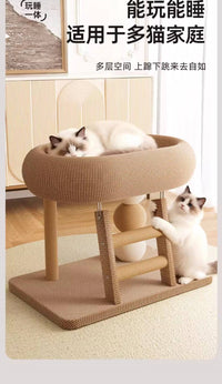 Sisal Cat Scratcher and Cat Bed Combo for Small Cats