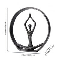 Meditation Figurine Darkened Patina Metal Meditation Sculpture Textured Circlet Figurine