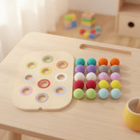 3 Pieces Educational Wooden Sensory Board Safe Sensory Board with Pom-Poms Tabletop Toy Fine Motor for Toddlers, Preschoolers, Kids, Playroom, Classroom, Homeschool