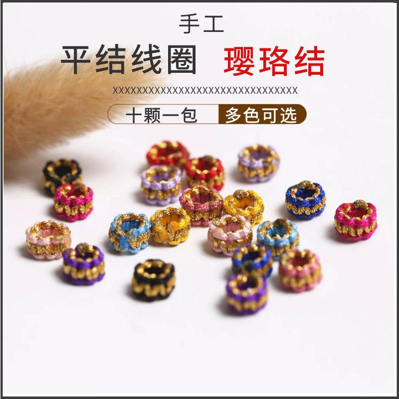 Hand-Woven Flat Knot Coil Red Rope Bracelet Accessories Pineapple Knot DIY Material Spacer Rings