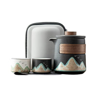 Portable Ceramic Travel Tea Set, Kung Fu Teapot, Infuser Mug