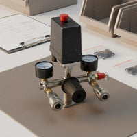 European Design Quick Couplings Air Compressor Pressure Regulator Assembly 20A Max Current Pressure Switch Manifold Regulator Gauge Kit Double Gauge Air Compressor Switch Assembly
