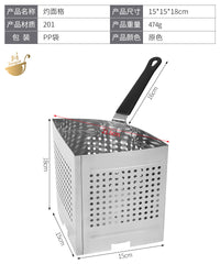 不锈钢煮面篮 意大利面篮 穿孔不锈钢过滤器篮 带黑色PVC涂层手柄