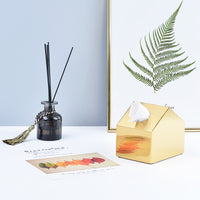 Luxury Gold Stainless Steel House-Shaped Tissue Box for Living Room Decor